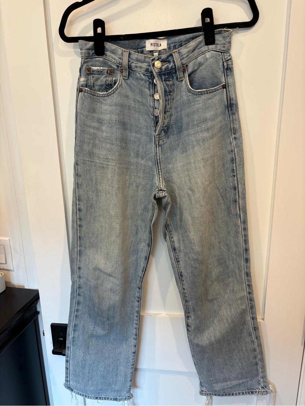 pistola Light Blue High-Rise Straight Leg Jeans